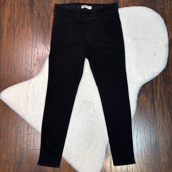 Old Navy Pull-On Jeggings 14 Long Rockstar Skinny Black Stretch Elastic Waist - Picture 1 of 11